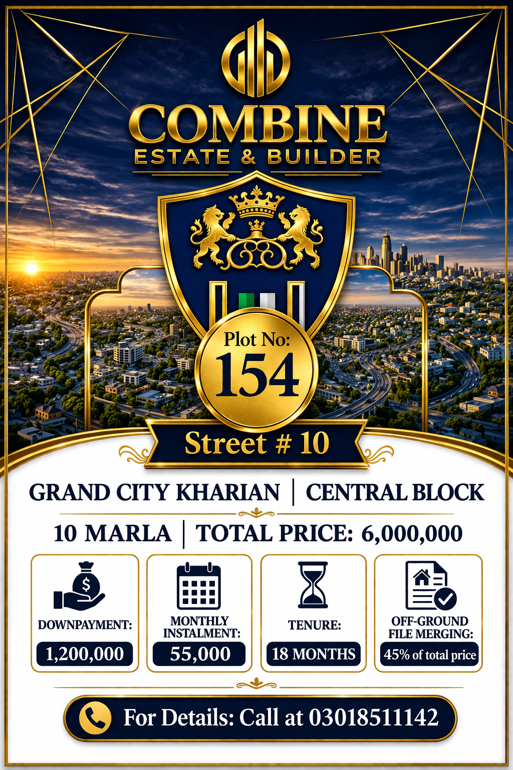 Plot#154|Street#10|Park facing|Central Block