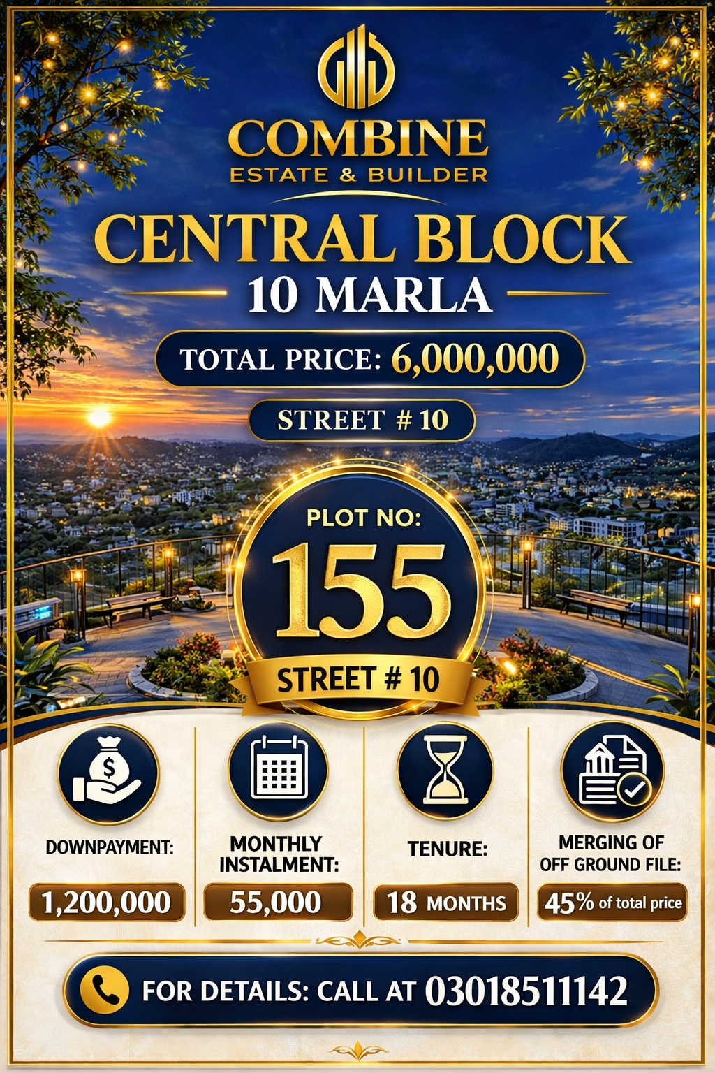 Plot#155|Street#10|Park facing|Central Block