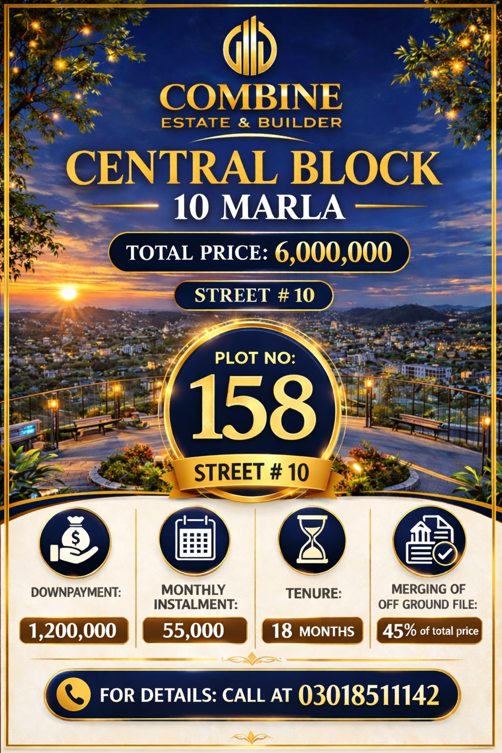 Plot#158|Street#10|Park facing|Central Block