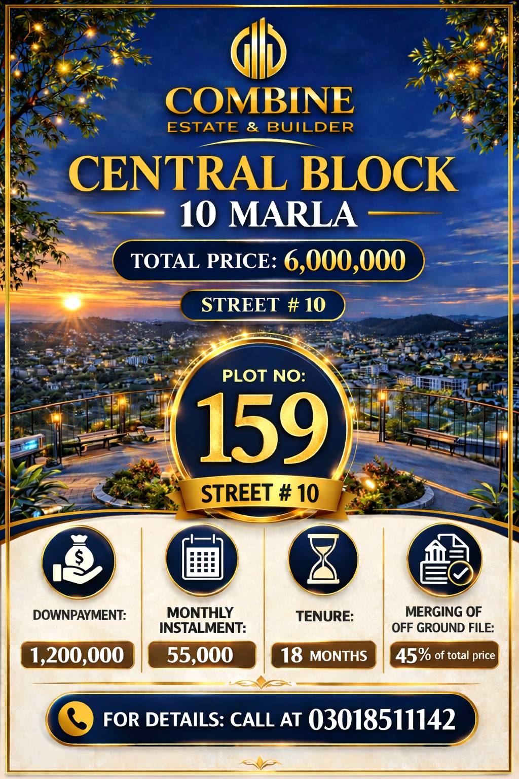 Plot#159|Street#10|Park facing|Central Block