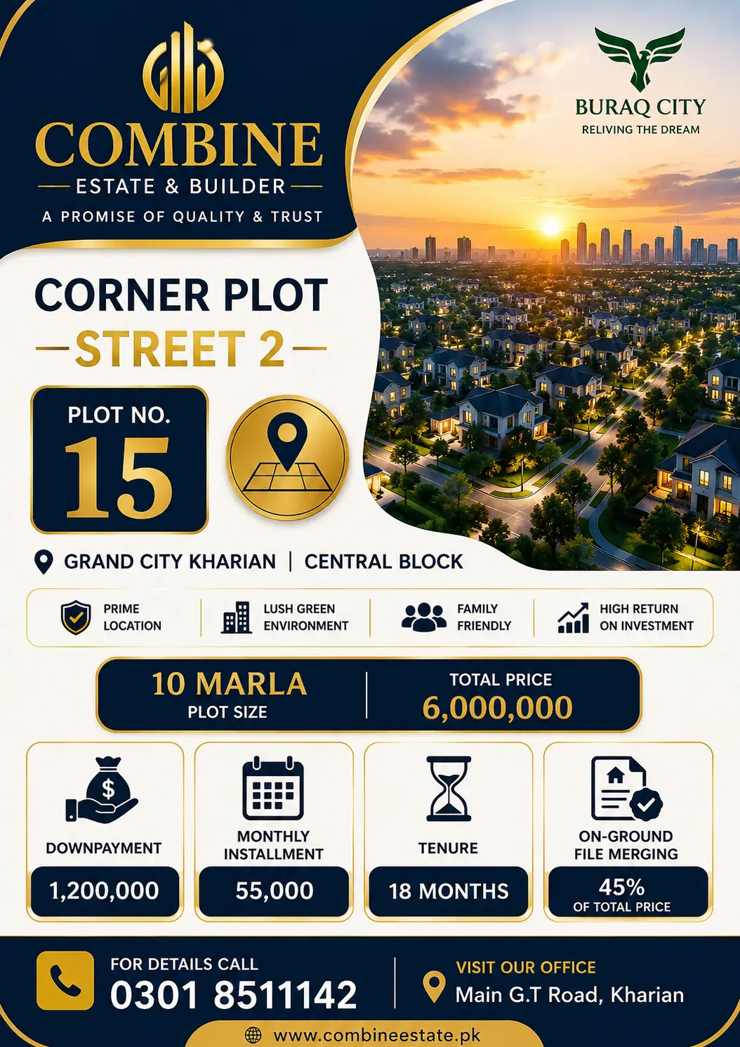 10 Marla Plot | Central Block | Grand city