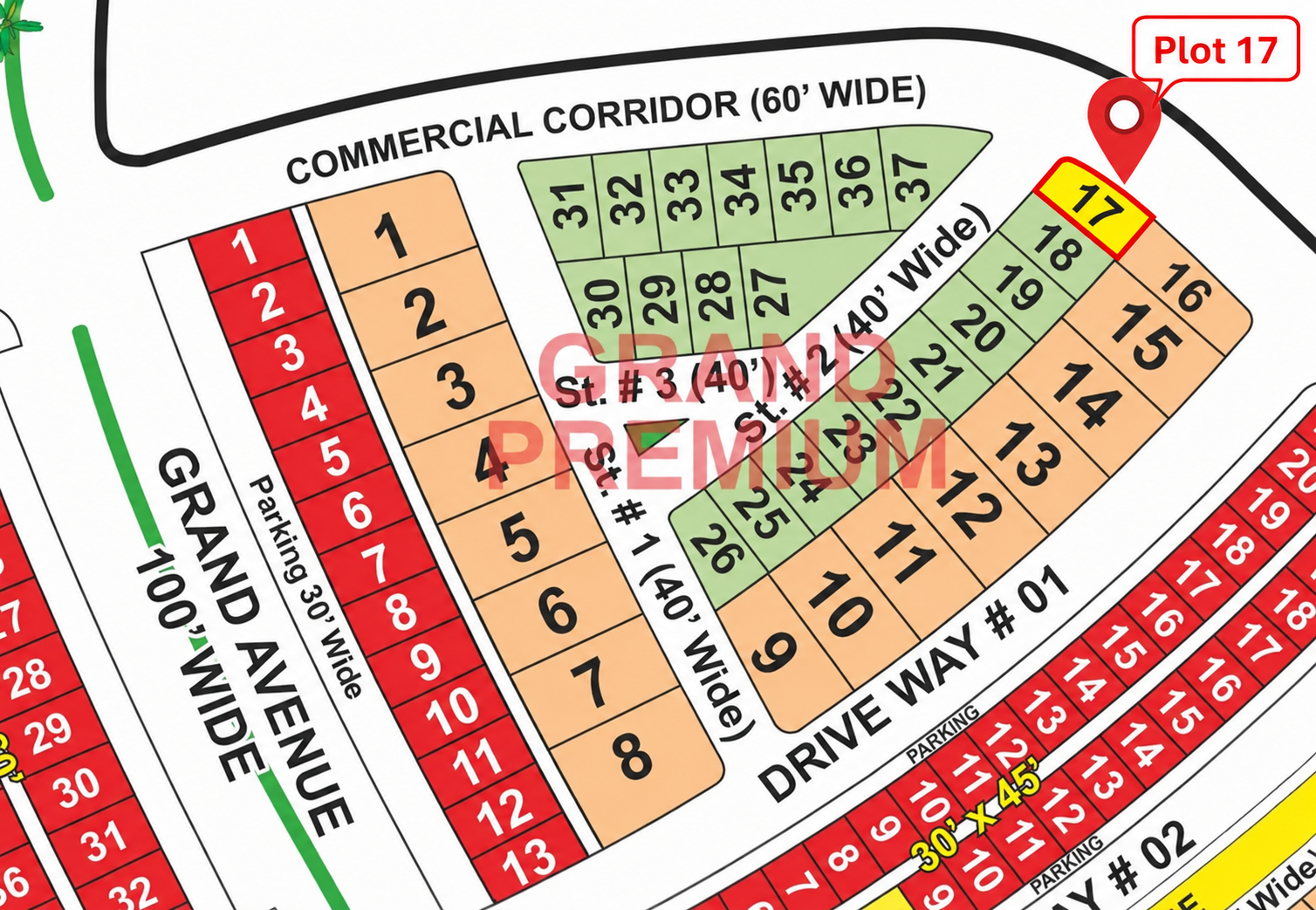 10 Marla Plot For Sale in Grand City Kharian Block Grand Premium