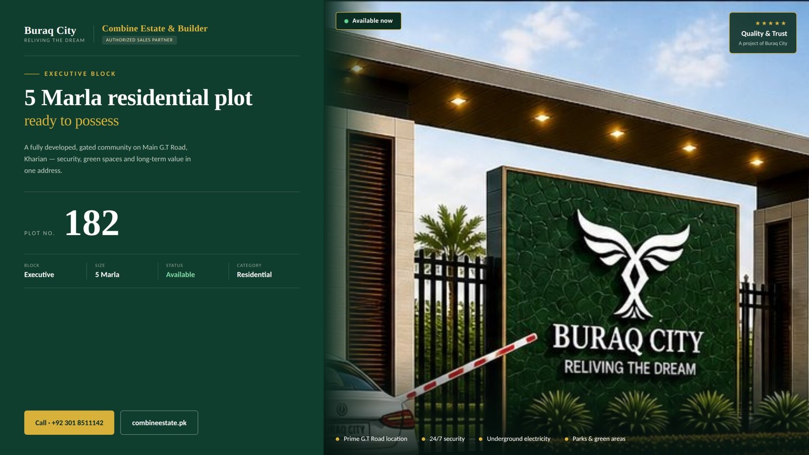 4 Marla Plot For Sale in Buraq City Kharian Block Executive