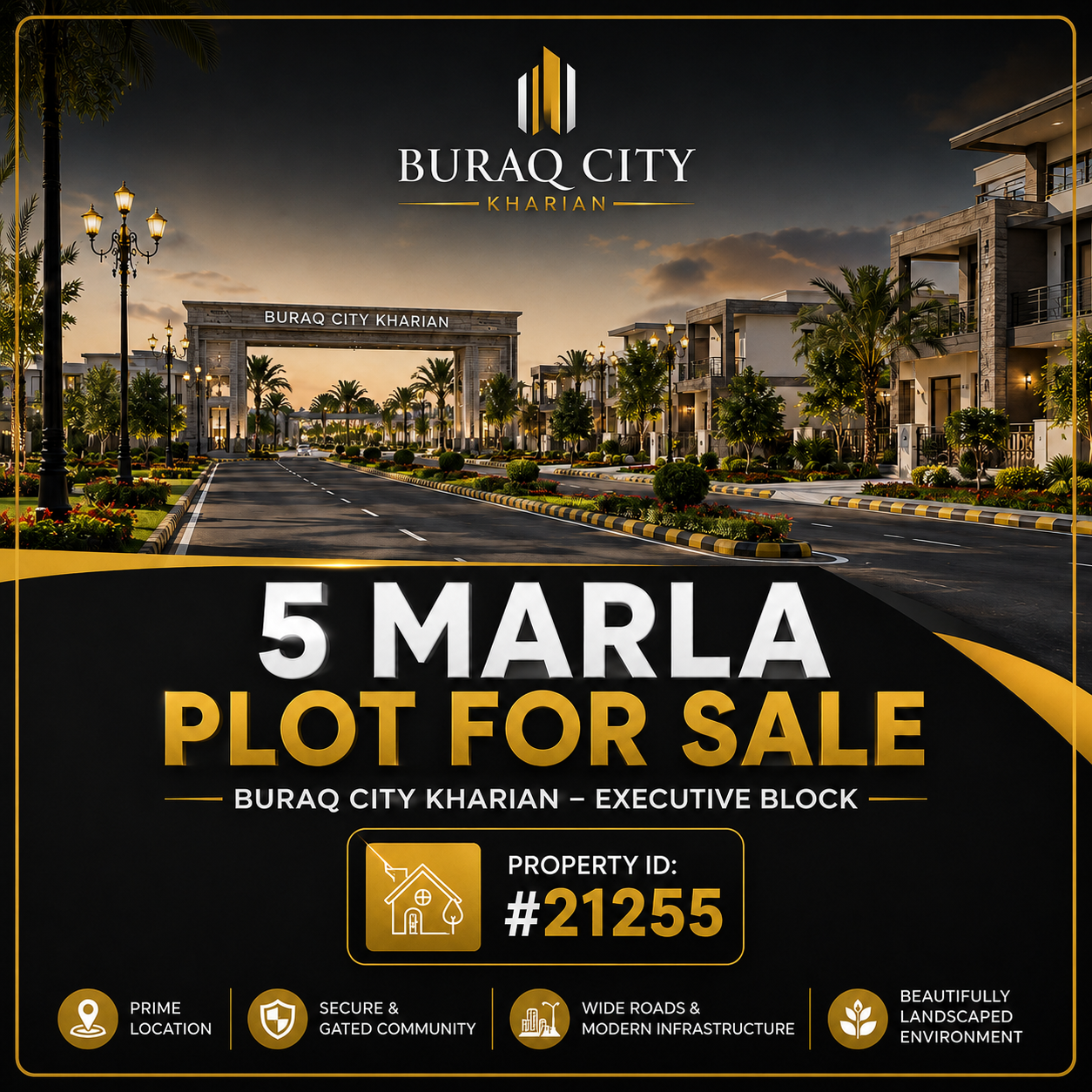 5 Marla Plot For Sale in Buraq City Kharian Block exective