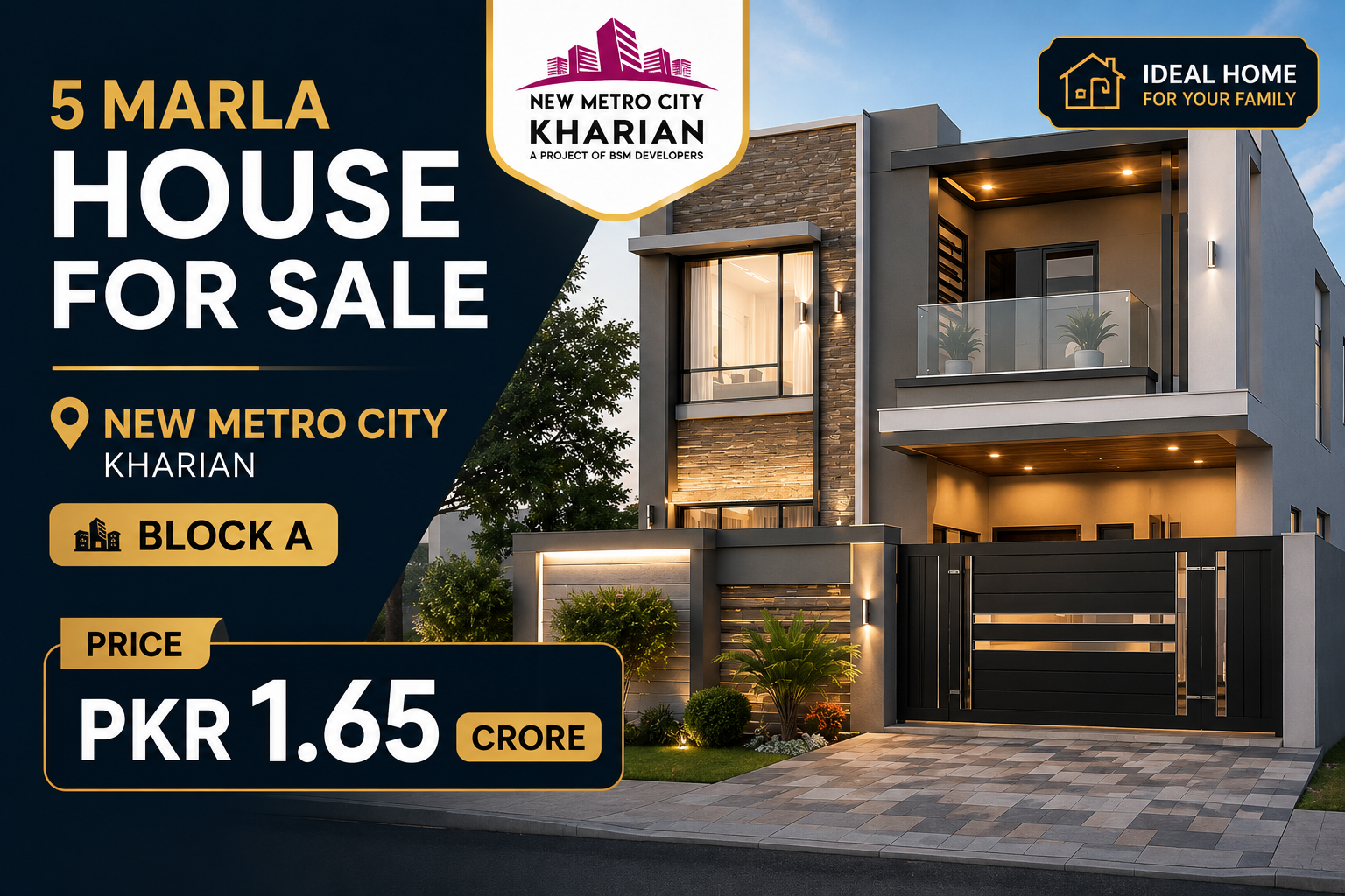 5 Marla House For Sale in New Metro City Kharian Block Block A