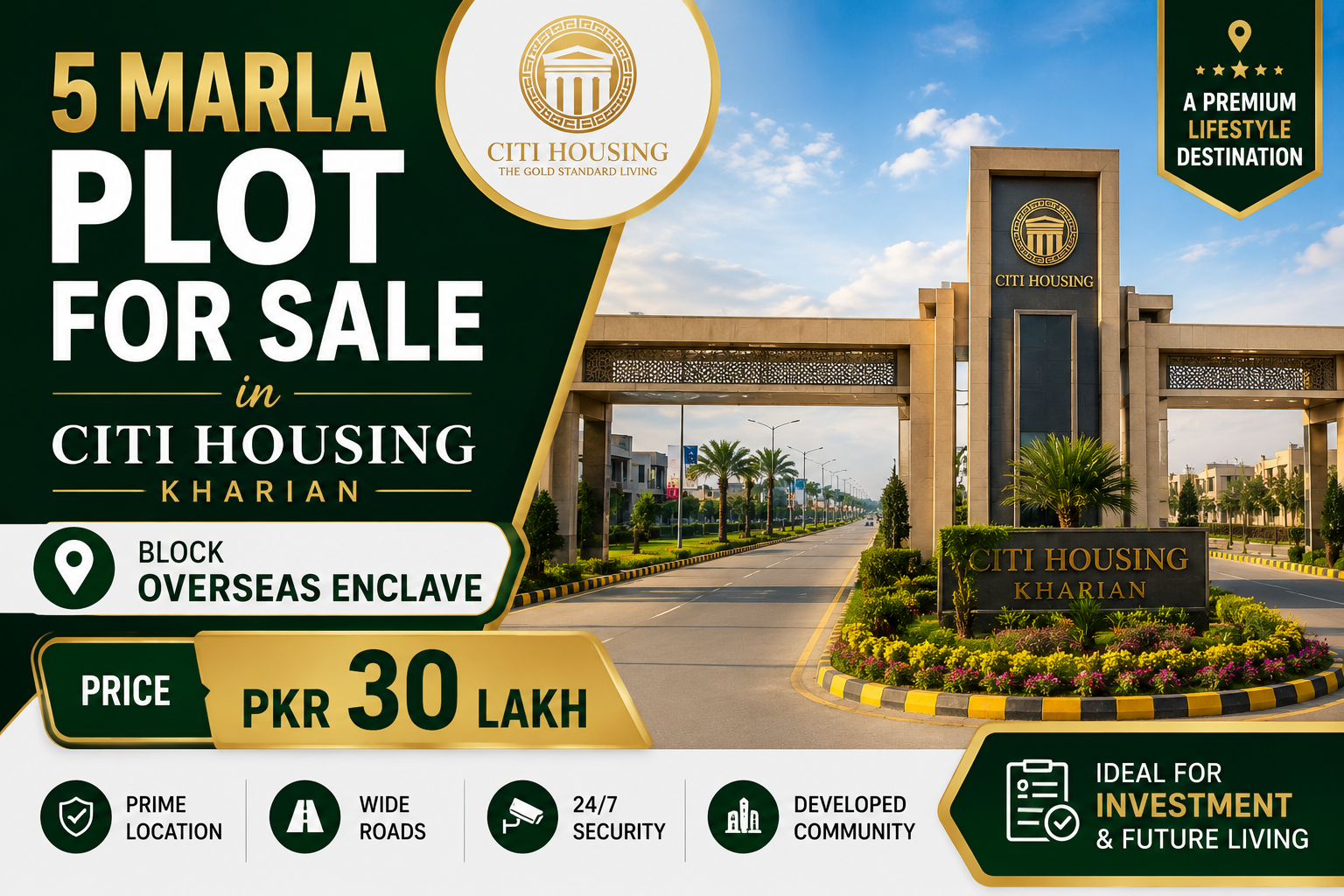 5 Marla Plot For Sale in Citi Housing Kharian Block Overseas enclave