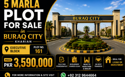 5 Marla Plot For Sale in Buraq City Kharian