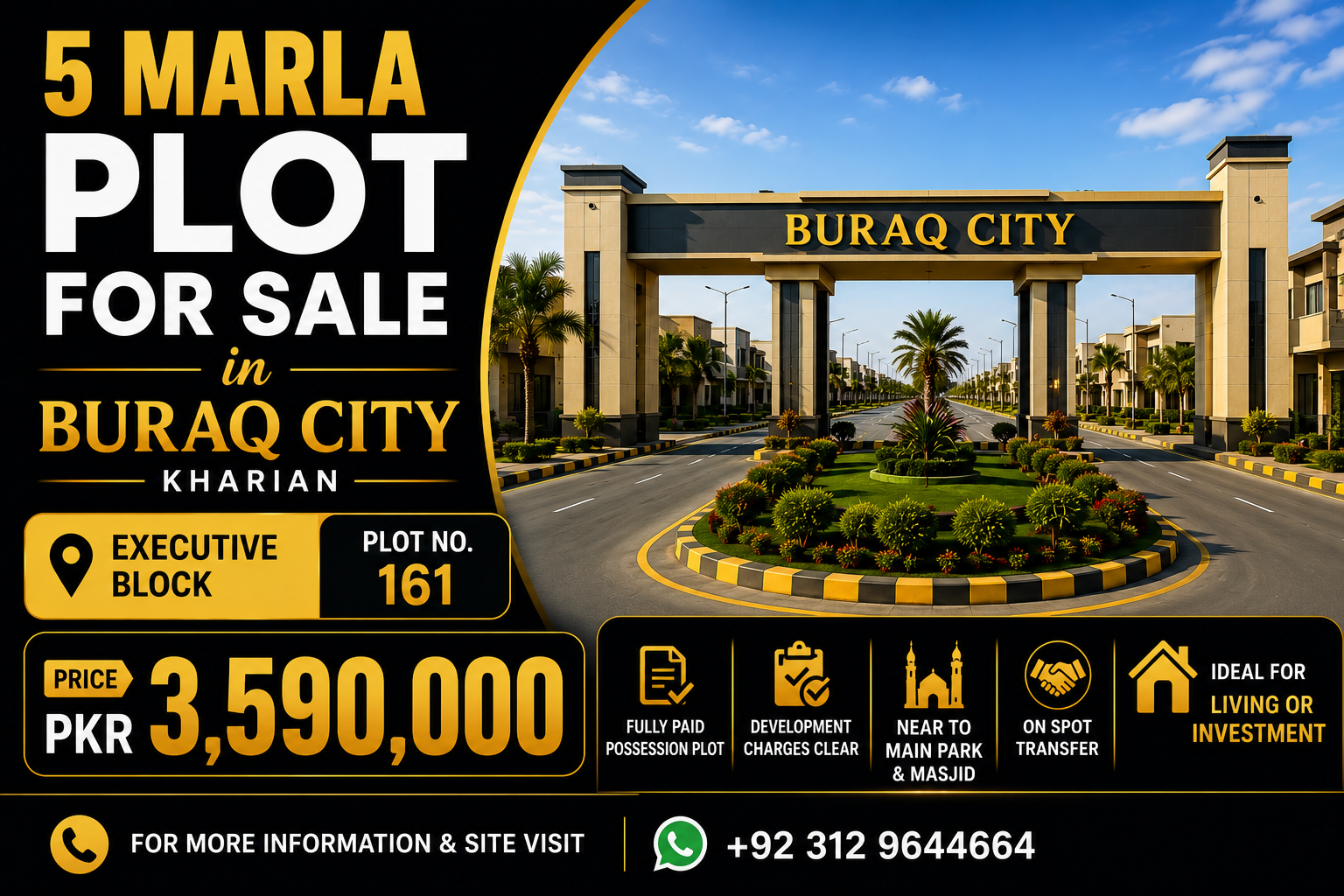 5 Marla Plot For Sale in Buraq City Kharian