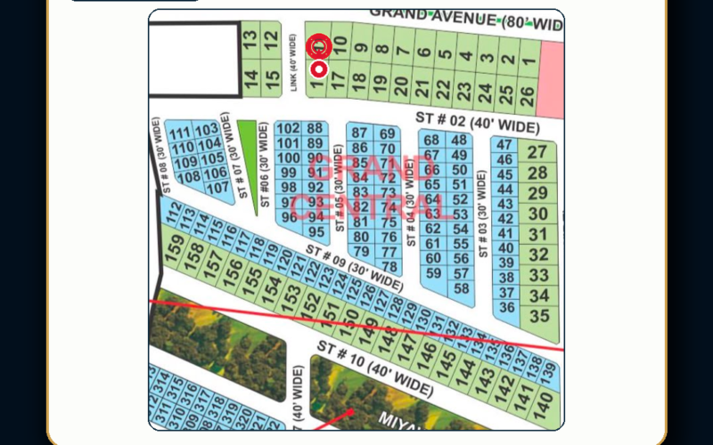 10Marla Plot For Sale in Grand City Kharian Block Grand Central Block