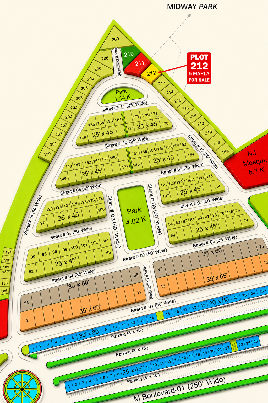 5 Marla Plot For Sale in Buraq City Kharian Block Midway