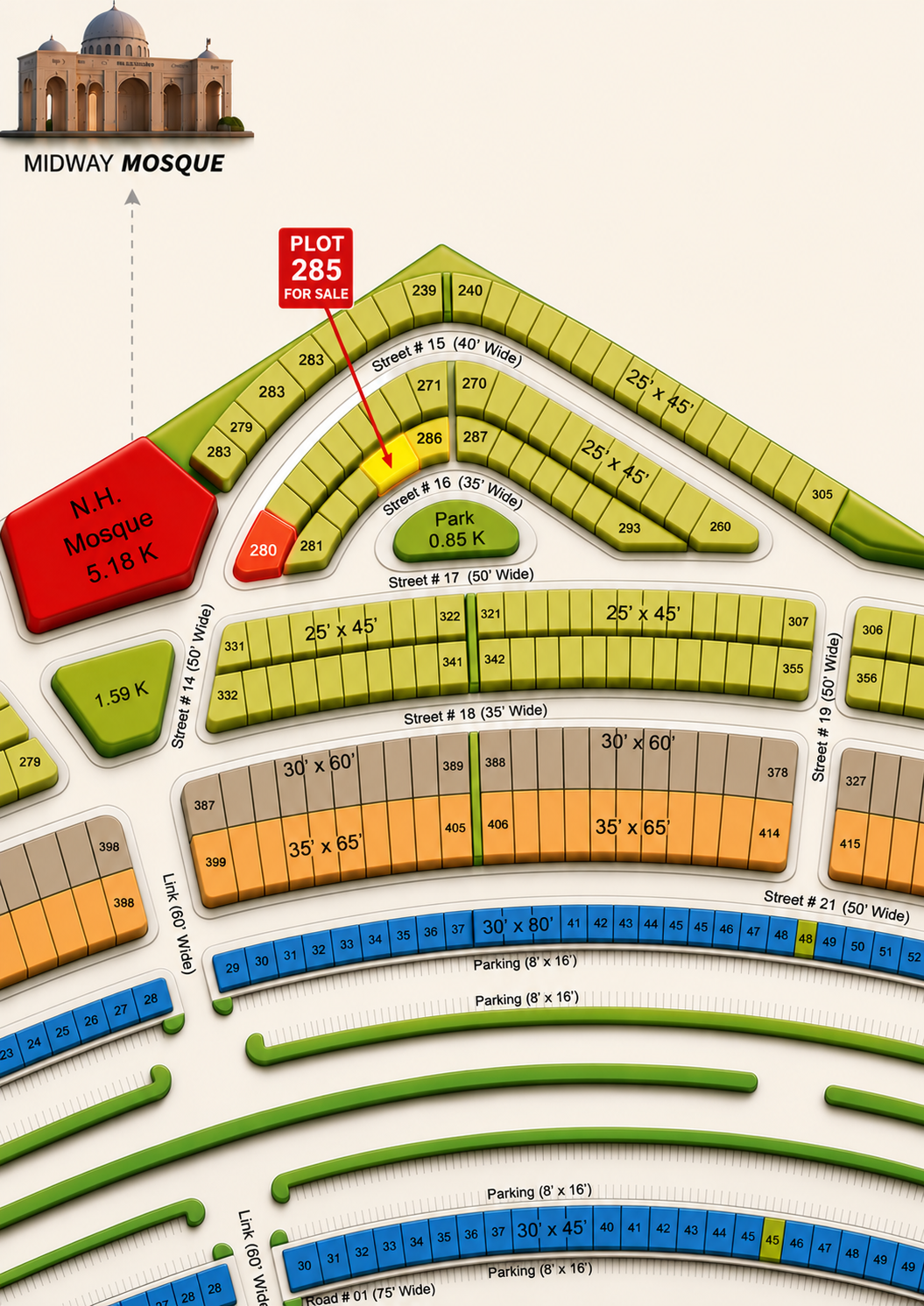 5 Marla Plot For Sale in Buraq City Kharian Block Midway