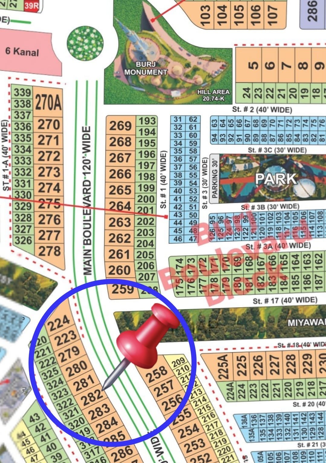 1 Kanal Plot For Sale in Grand City Kharian Block Burj Boulevard