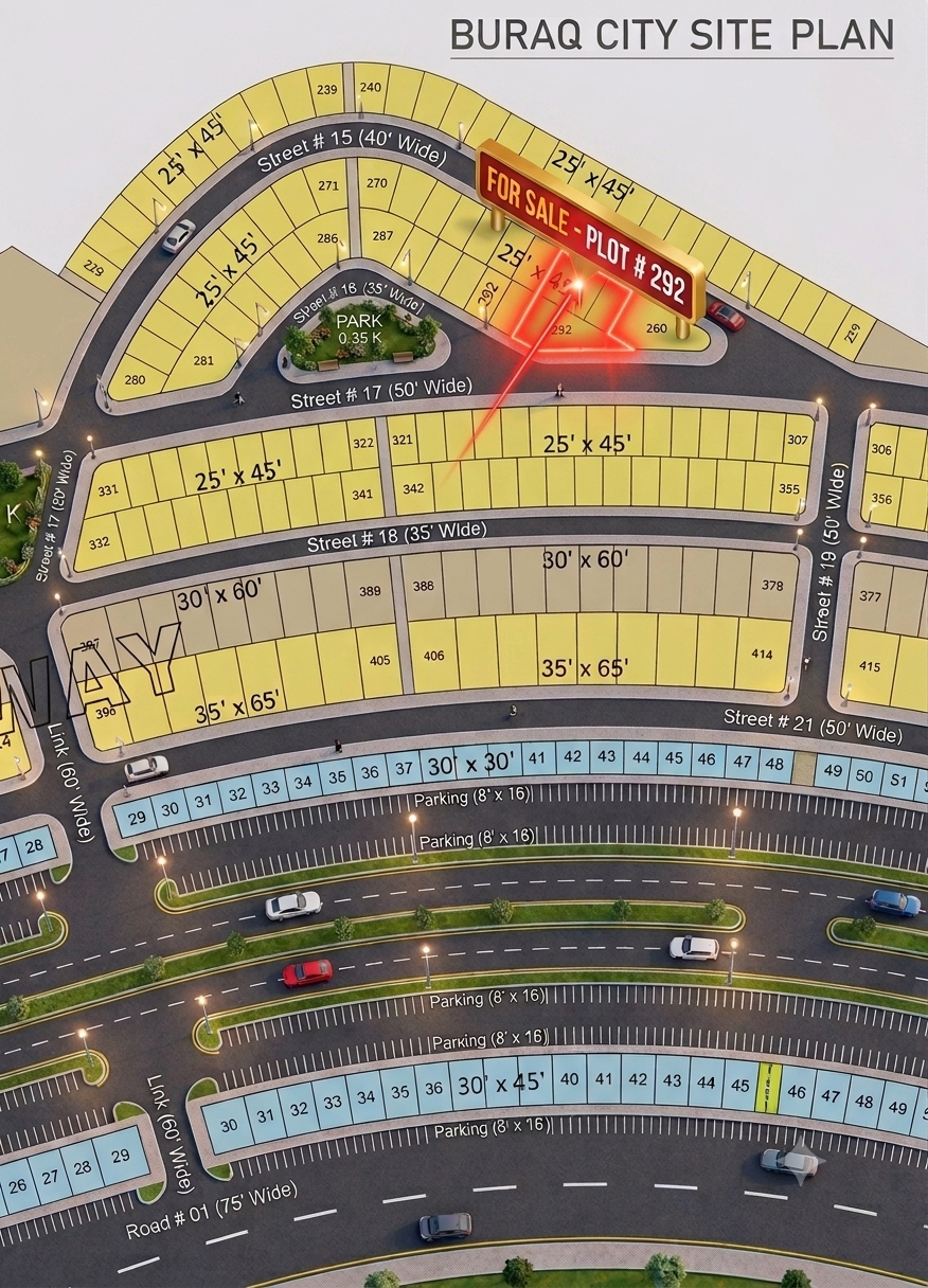 5 Marla Plot For Sale in Buraq City Kharian Block Midway