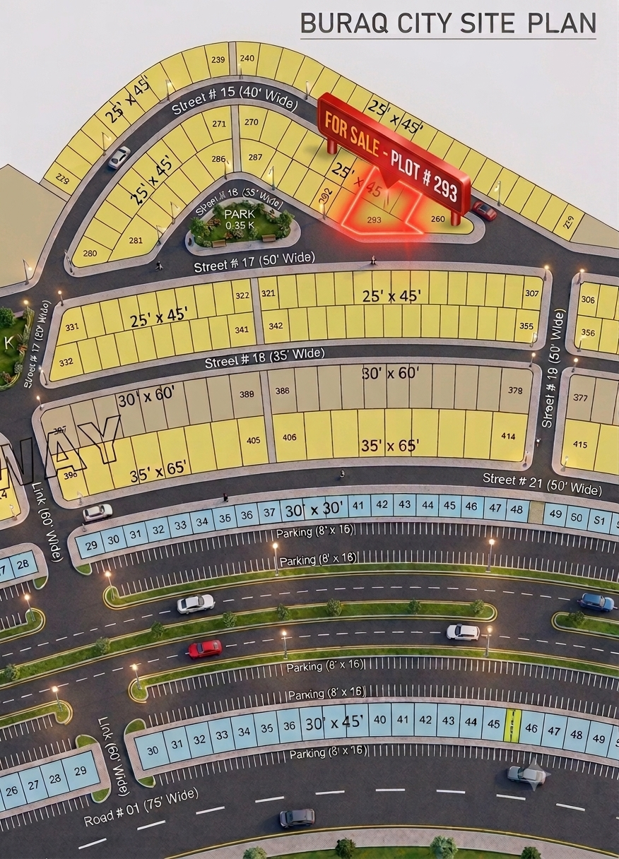 5 Marla Plot For Sale in Buraq City Kharian Block Midway