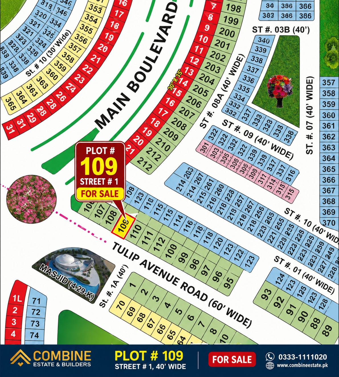 5 Marla Plot For Sale in Grand City Kharian Block Burj Block