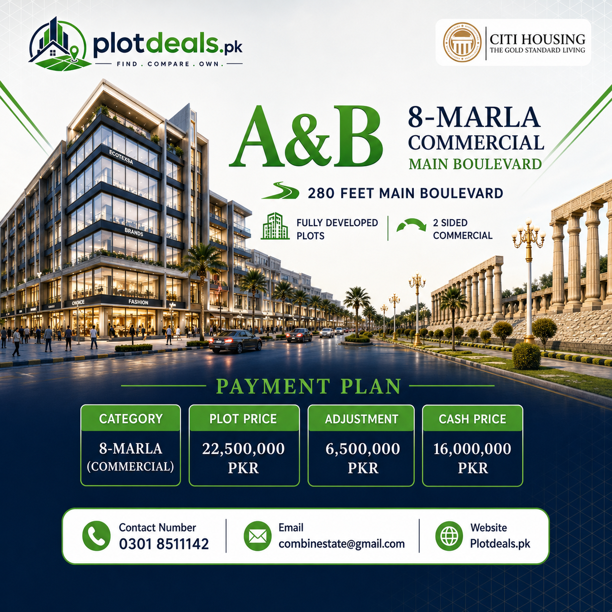 Citi Housing Kharian A & B Block 8 Marla Commercial Plot Payment Plan 2026
