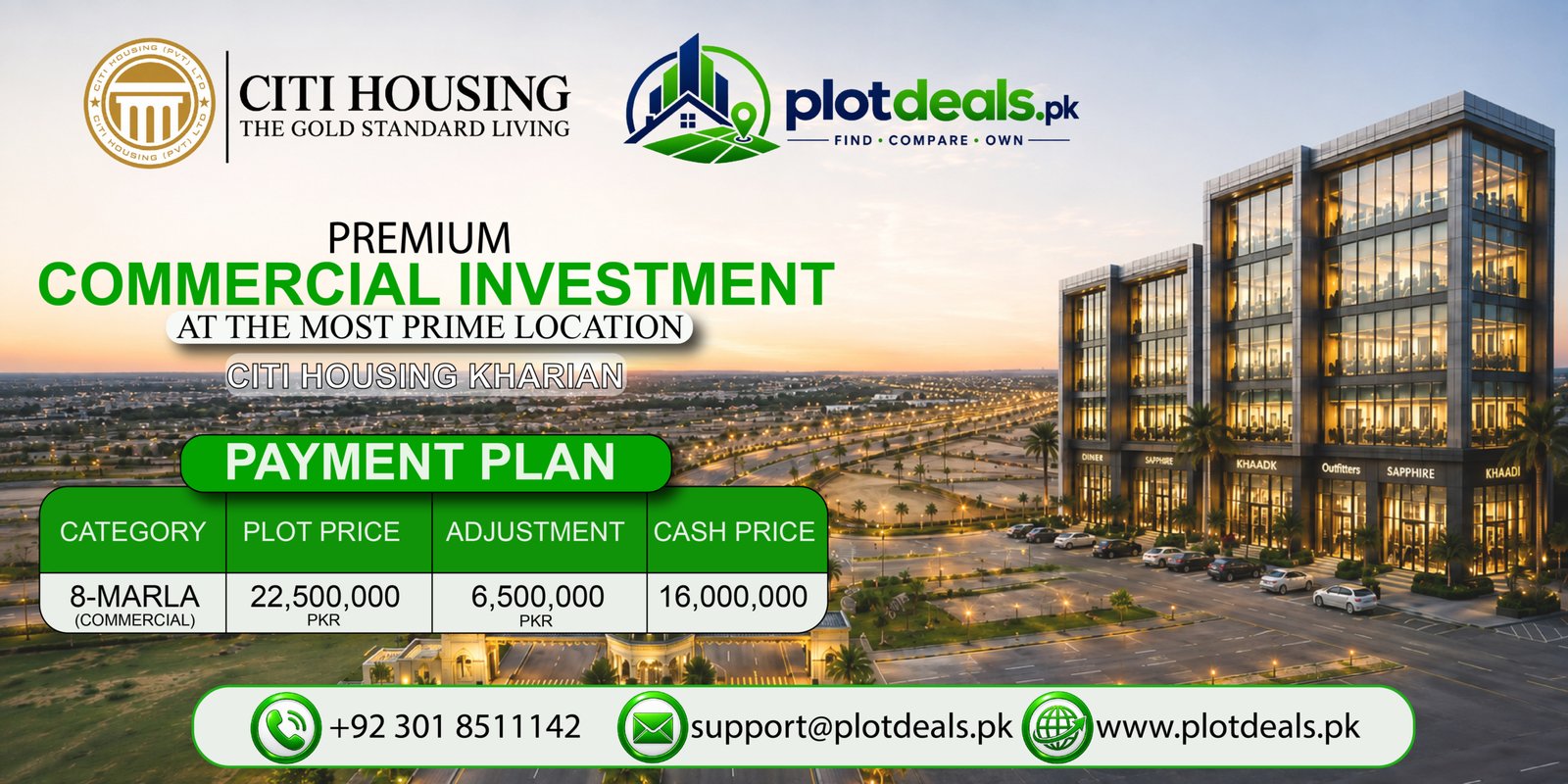 🏢 8 MARLA COMMERCIAL PLOT – CITI HOUSING KHARIAN