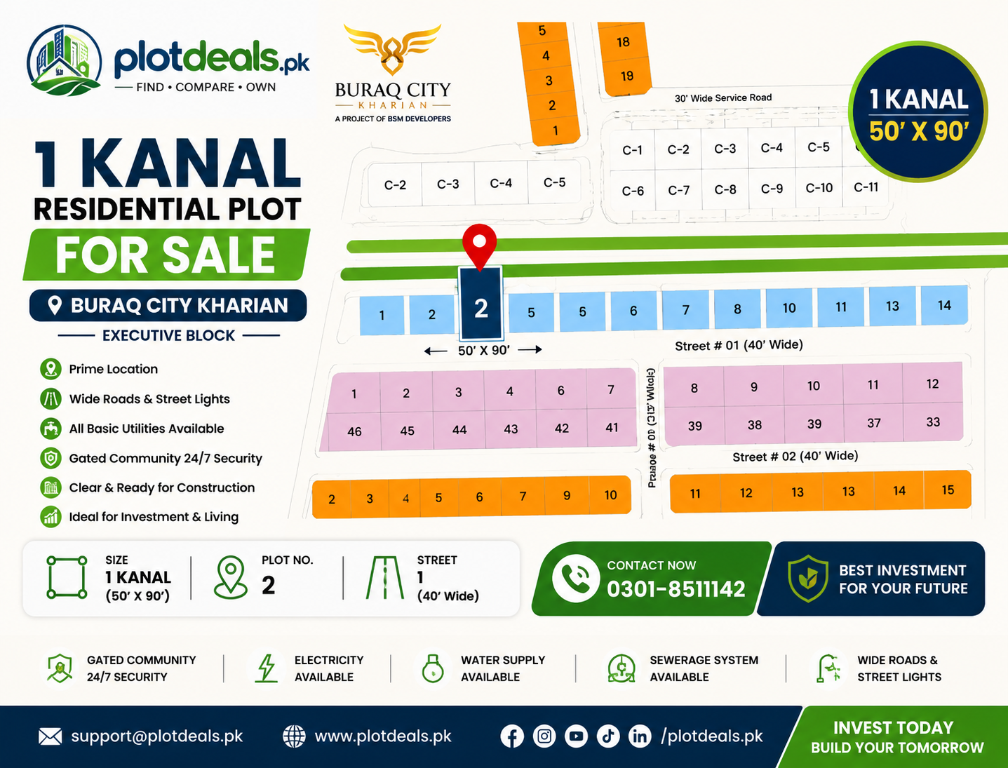 1 Kanal Residential Plot for Sale in Buraq City Kharian Executive Block