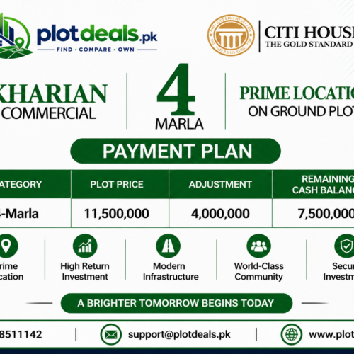 Payment Plan 4 Marla Commercial Plot in Citi Housing          Kharian